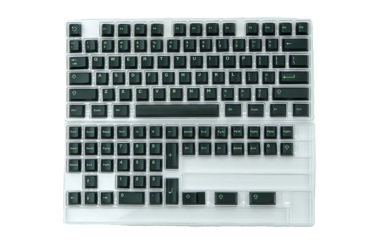 ABS two-color original height semi-transparent horseradish dark green keycap 121 keys