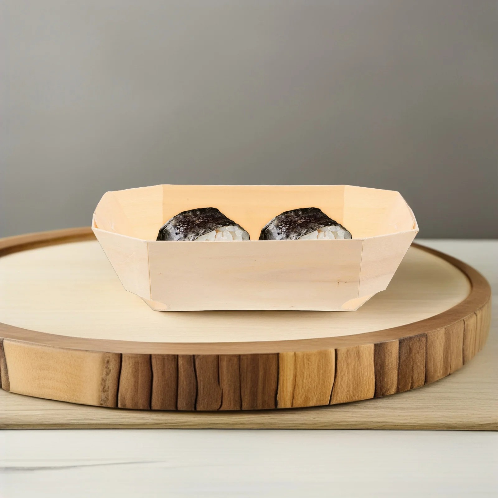 

10Pcs Wooden Sushi Box Natural Food Containers Versatile Design Cake Pastry Storage Portable 7.6x3.8x2.3inch Home Restaurant