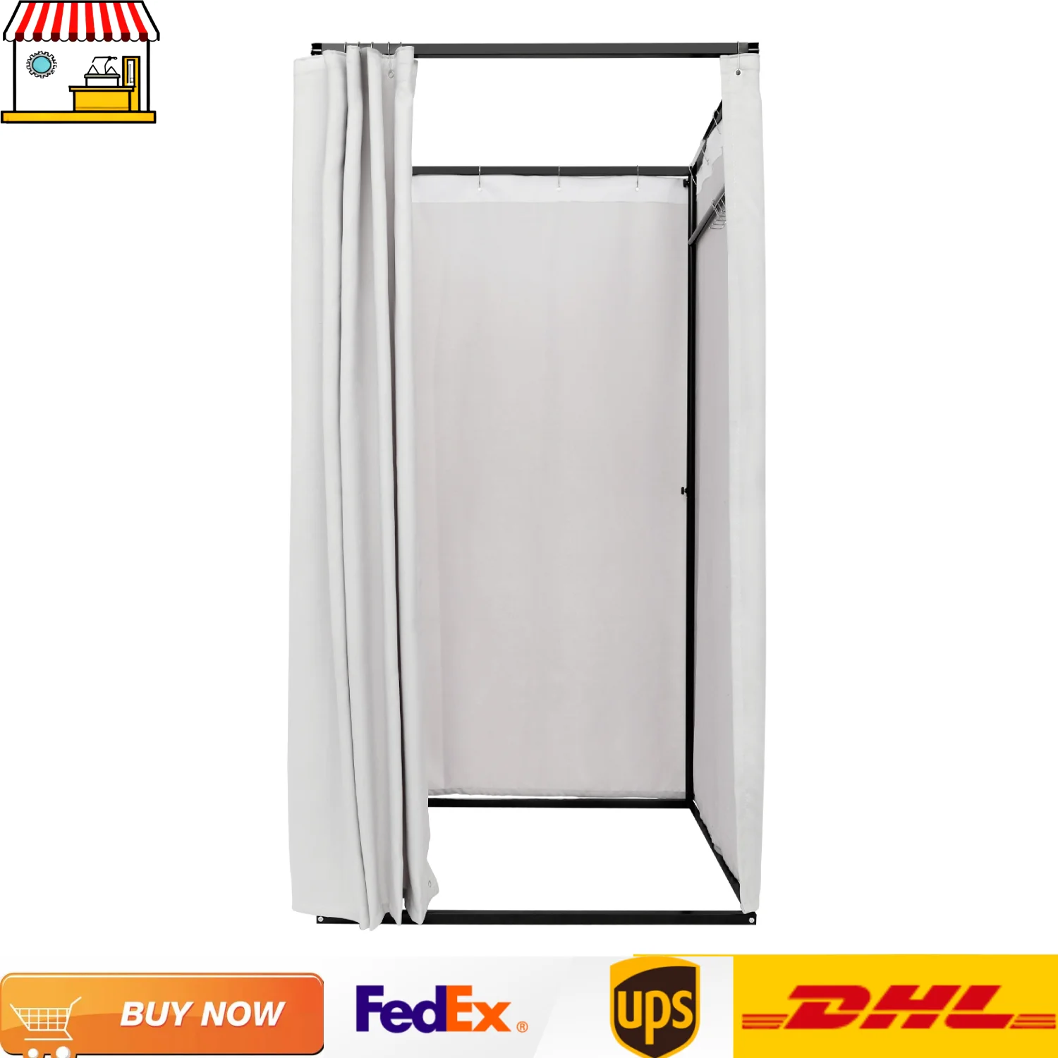 

Clothing Store Fitting Room| 100*100*200cm Dressing Room w/ 1 Clothes Coat