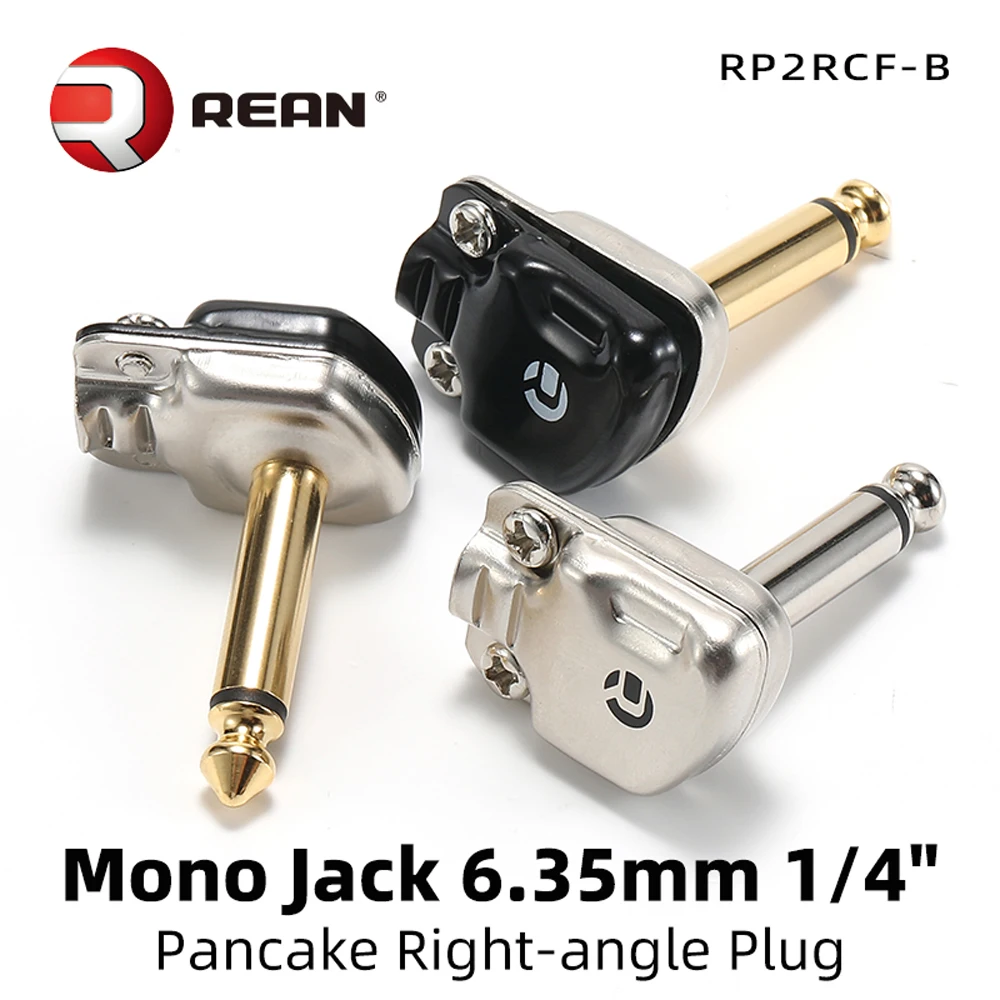 10 sztuk Neutrik's REAN Jack 6.35mm płaskie złącza elektryczne kątowy 1/4 "Mono TS wtyczka gitara węże Phono Pancake konwerter