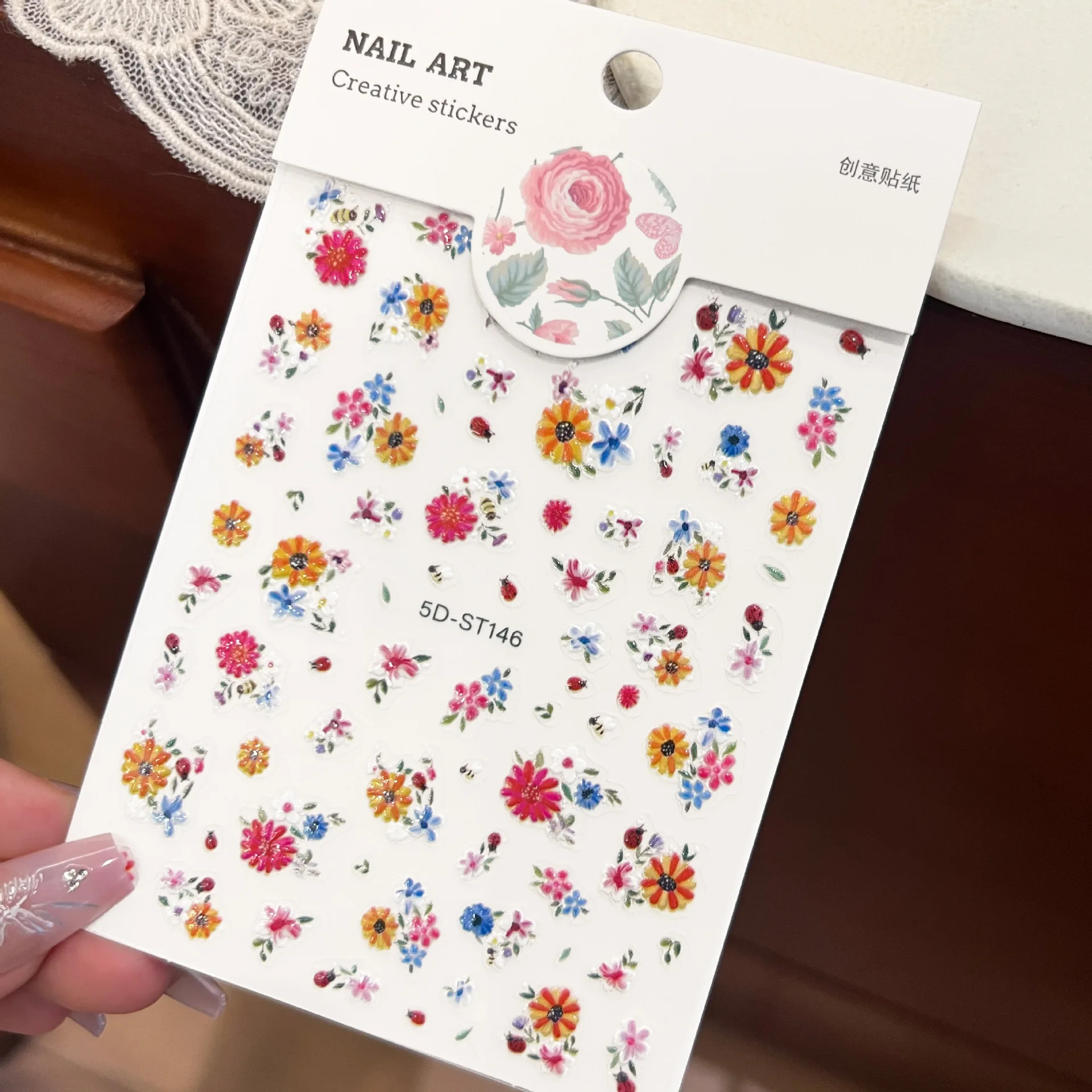 

5D Honeybee & Colorful Flower Embossed Stickers – Fresh & Cute Decals For Nails, Phone, Camera, Makeup & Journal (Pastel Style)