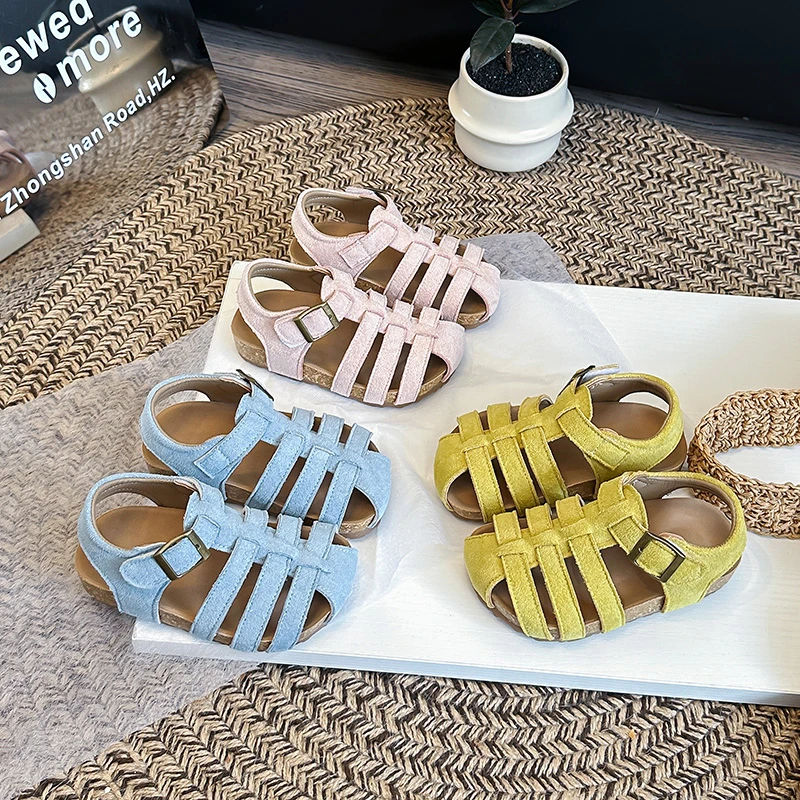 

Girls' Summer 2026 Knitted Breathable Sandals Fashion Soft Bottom Beach Shoes for Children's Outdoor Daily Wear 23-34
