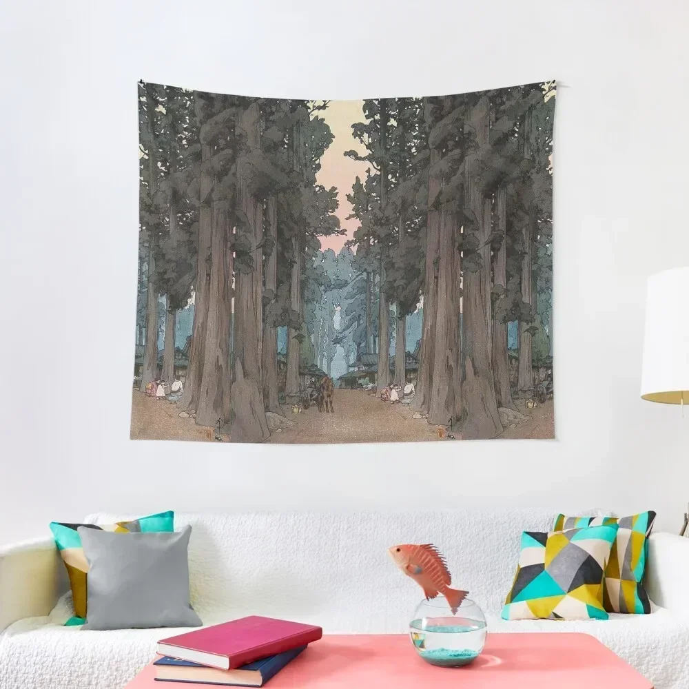 Avenue of Sugi trees - Yoshida Hiroshi Tapestry Tapete For The Wall Room Decorations Aesthetic Things To The Room Tapestry