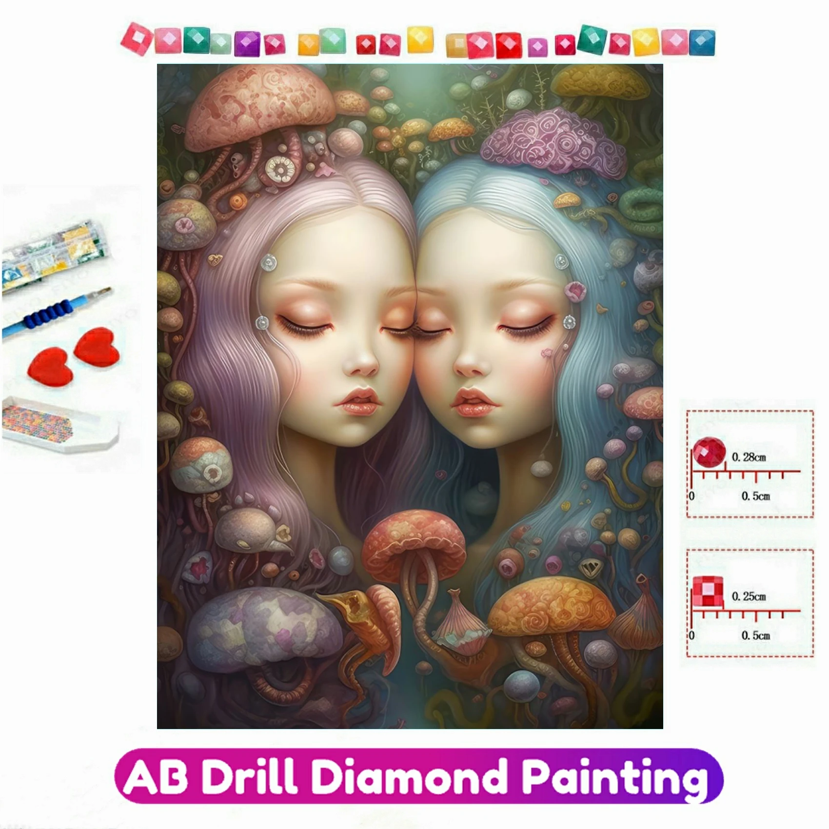 

Dreamy Sea Girl AB Drills Diamond Painting Fantasy Fairy Full Square Round Mosaic Embroidery 5D DIY Cross Stitch Kit Home Decor