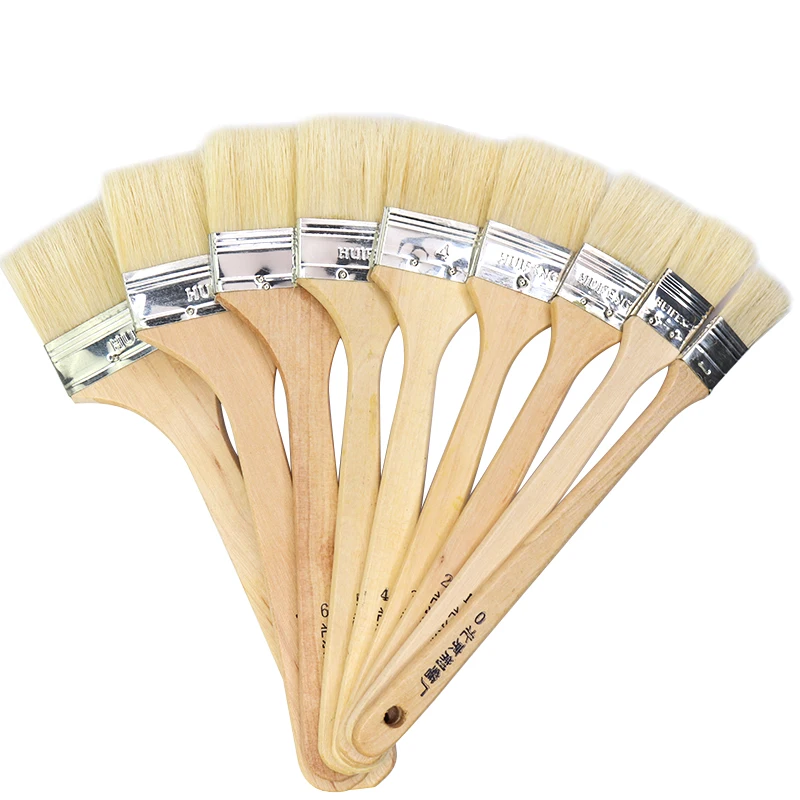 1Pc Wooden Handle Paint Brush  Acrylic Watercolor Gouache Wall Oil Drawing Artist Student Painting Art Supplies