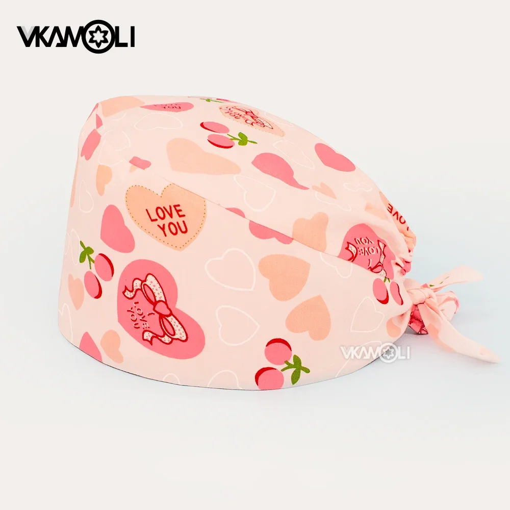 Gorros estampados para el día de san valentín, gorro para el cuidado de mascotas, agencia de trabajo, gorros de belleza, laboratorio, enfermería