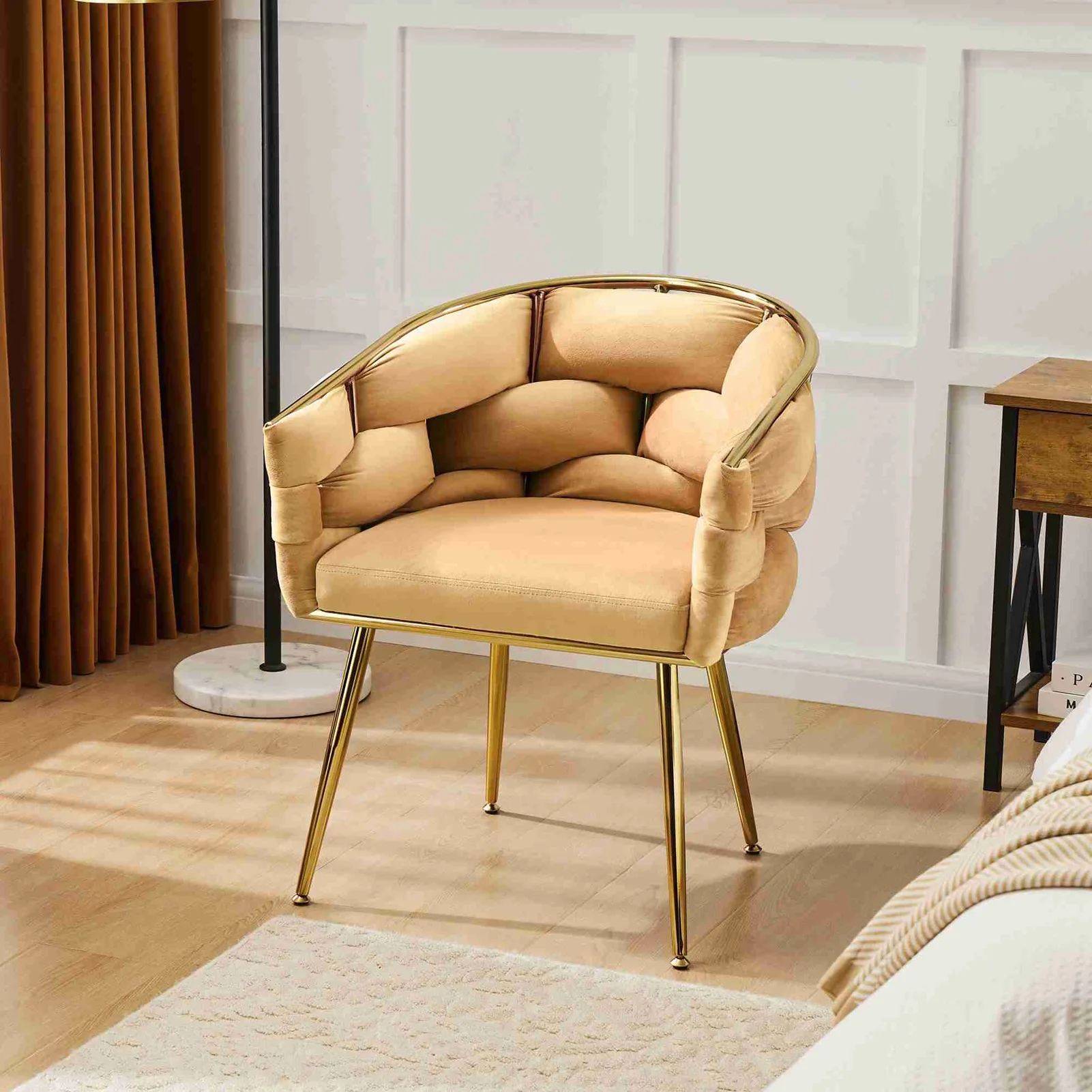 

Weave Accent Chair with Metal Legs Luxury French Woven Living Room Bedroom Decoration Brown Accent Chair Weave Chair Woven Chair