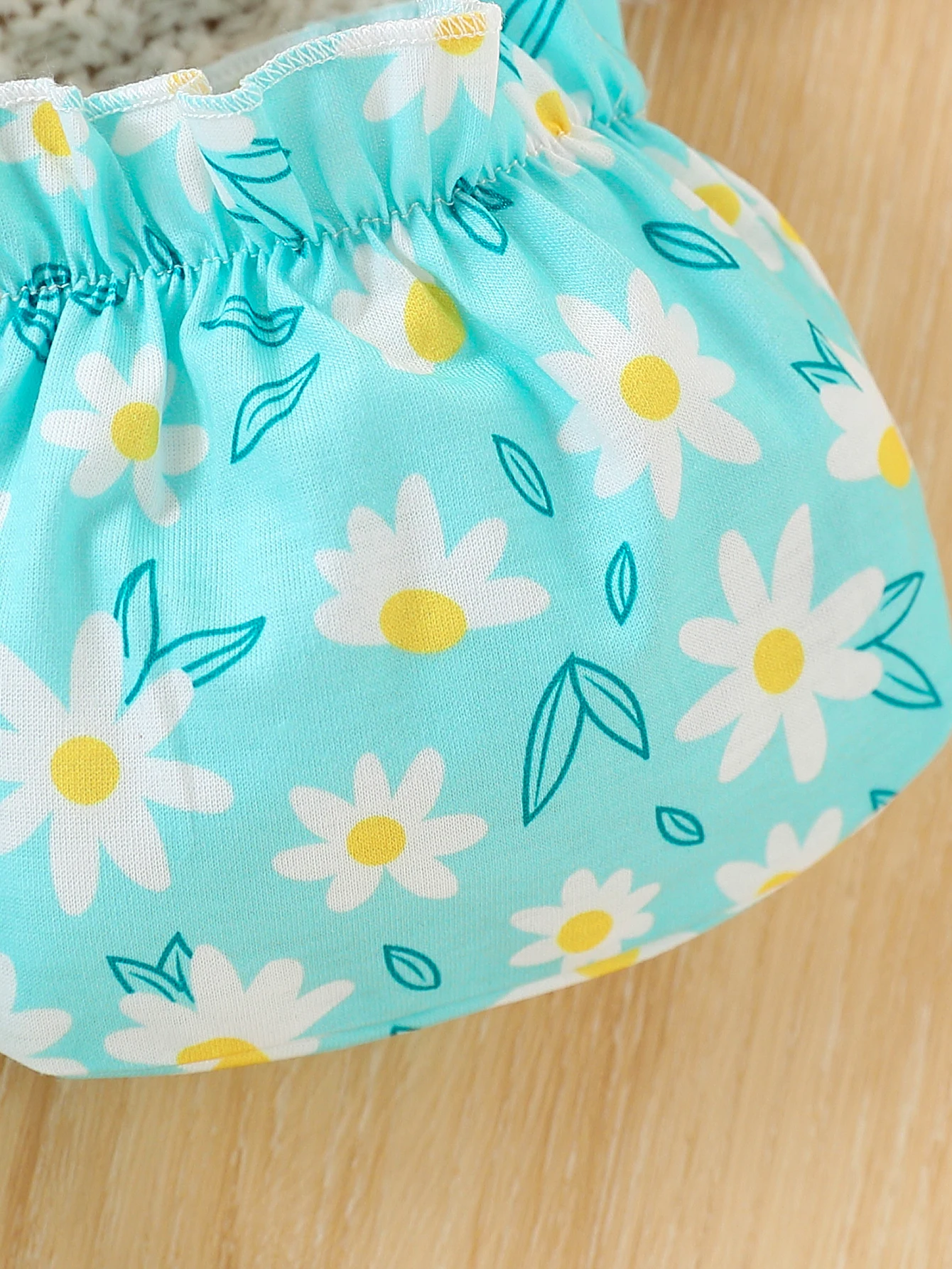 Baby-Mädchen, modischer, lässiger Overall mit Blumenmuster, bedruckt über den gesamten Körper, mit Trägern (inklusive Tasche, aber ohne Schuhe), Sommer – Detail 6