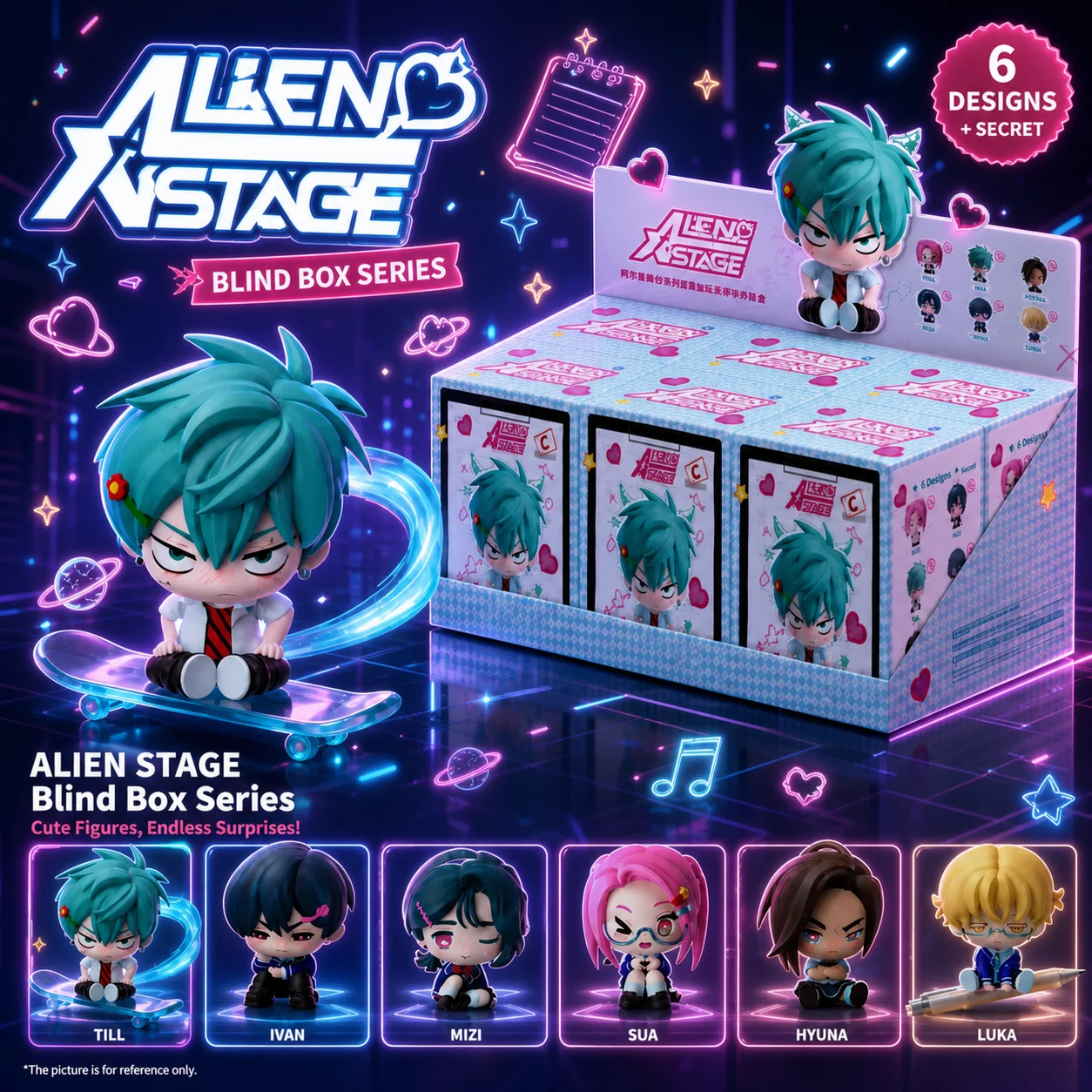 Neue Alien Stage Anakt Arts High School Serie Mystery Box Stern-Reiskorn-Anhänger Anime-Schlüsselanhänger Trendiges Sammlerstück Geschenk