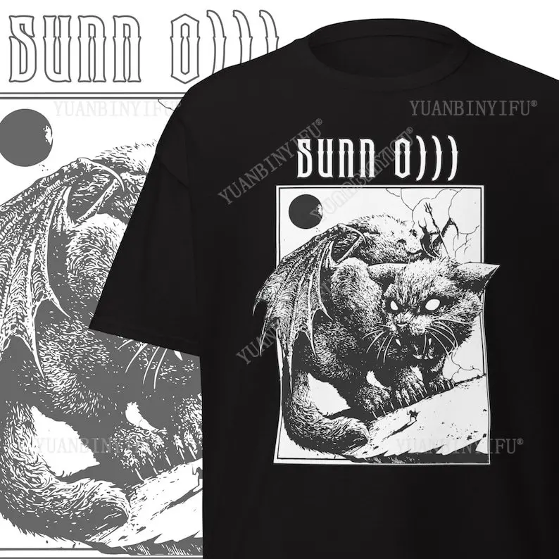 

SUNN O))) Doom Metal T-Shirt: Готический Stoner Rock Band Merch, хлопок, винтажный круглый вырез, готическая смерть, новая металлическая группа, короткий рукав