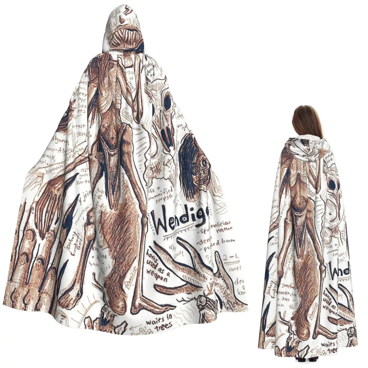 

Длинный плащ с капюшоном EgertronPuck's Wendigo Anatomy, средневековый костюм ведьмы, накидка для косплея, накидка на Хэллоуин, вампир, для взрослых, унисекс