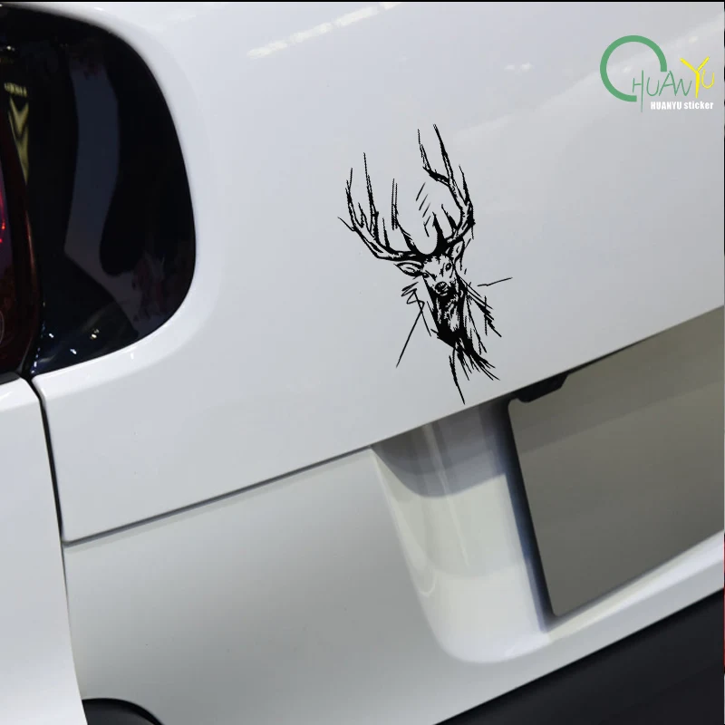 Dark style dog deer car body sticker large area scratch cover waterproof reflective decoration sticker