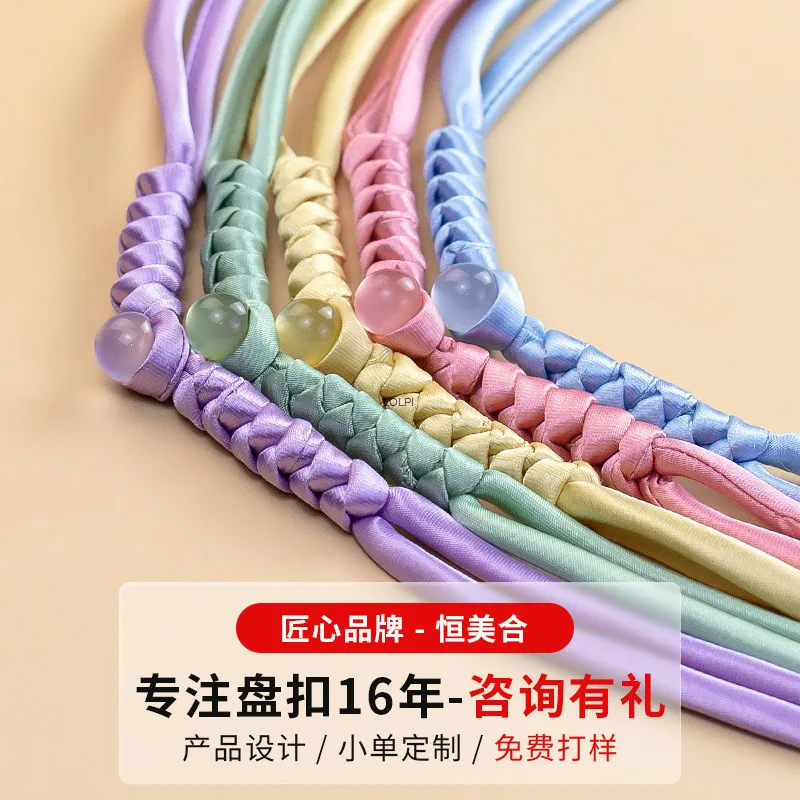 

Пластинчатая пуговица Qipao, нефритовая бусина, кисточка, одна линия, новая китайская пуговица Hanfu ручной работы, декоративная оплетка