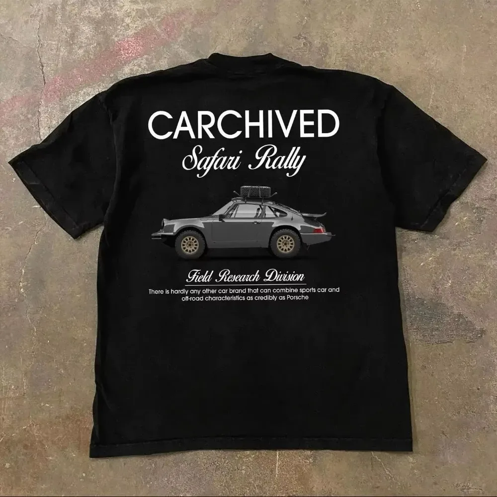 2025 الصيف انفجار الأمريكية خمر سيارة طباعة تي شيرتات قصيرة الاكمام المرأة القطن الثقيلة Harajuku موضة بلوزة فضفاضة غير رسمية #6