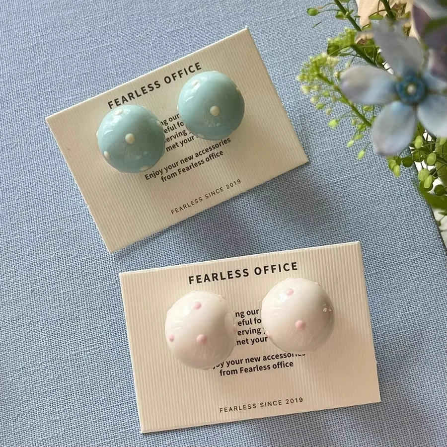 New Fashion Sweet Retro Colored Polka Dot Circular Stud Earrings for Women Novelty Jewelry in Assorted Colors Perfect Gifts