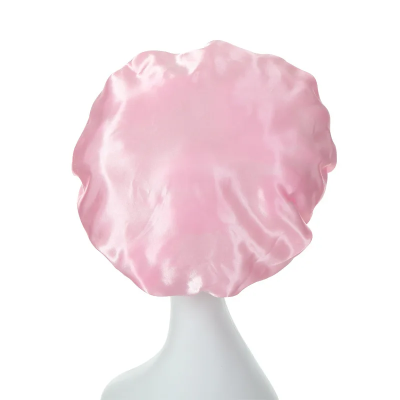 Bonnet de douche soyeux en satin double couche pour femme, bonnet de nuit, couvre-chef de sœur, bonnet pour cheveux bouclés, accessoires de coiffure