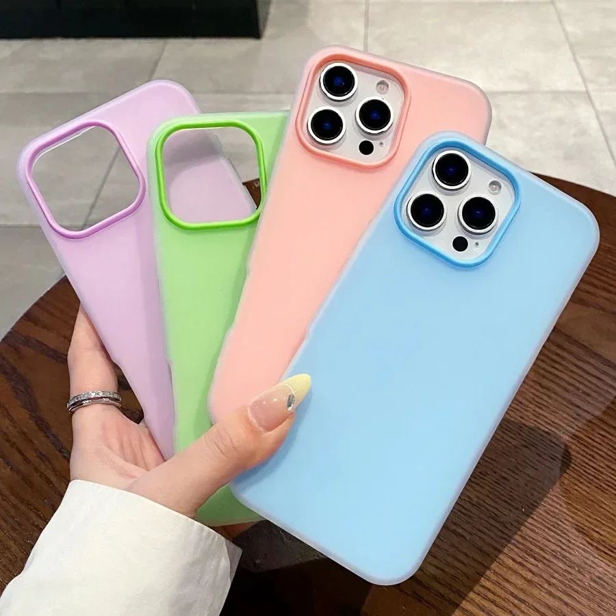 

Candy Color 2 in 1 Soft Matte Phone Case for iPhone 17 Air 16 15 14 Plus 13 12 Pro Max Funda Shockproof Silicone Bumper Cover