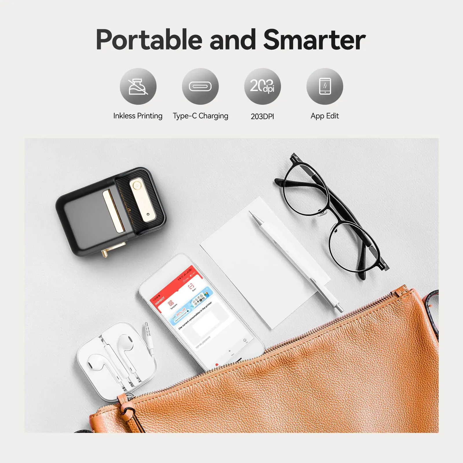 Niimbot B21 صانع الملصقات الحرارية جيب طابعة ورق ذاتية اللصق 20-50 مللي متر عرض الطباعة آلة لصق العلامات للأعمال المنزلية والمكتب #6