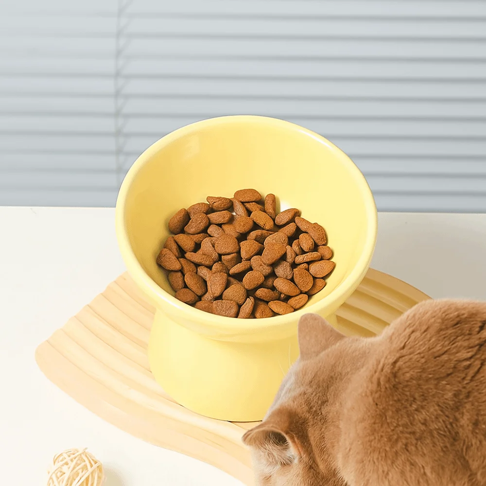 

Slanted Mouth Cat Slow Food Bowl Multi-use Anti Tipping Dog Feeding Basin Non-slip Large Capacity Pet High Foot Bowl