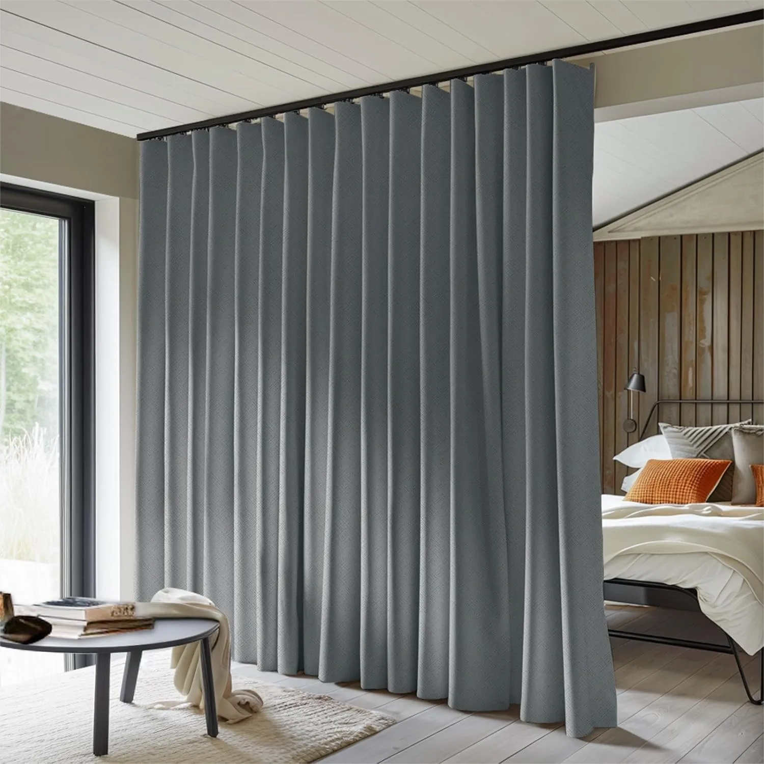 

Room Divider Curtains Total Blackout Privacy Thermal Insulated Noise Reduction for Bedroom Window Living Room Ceiling Track 10ft