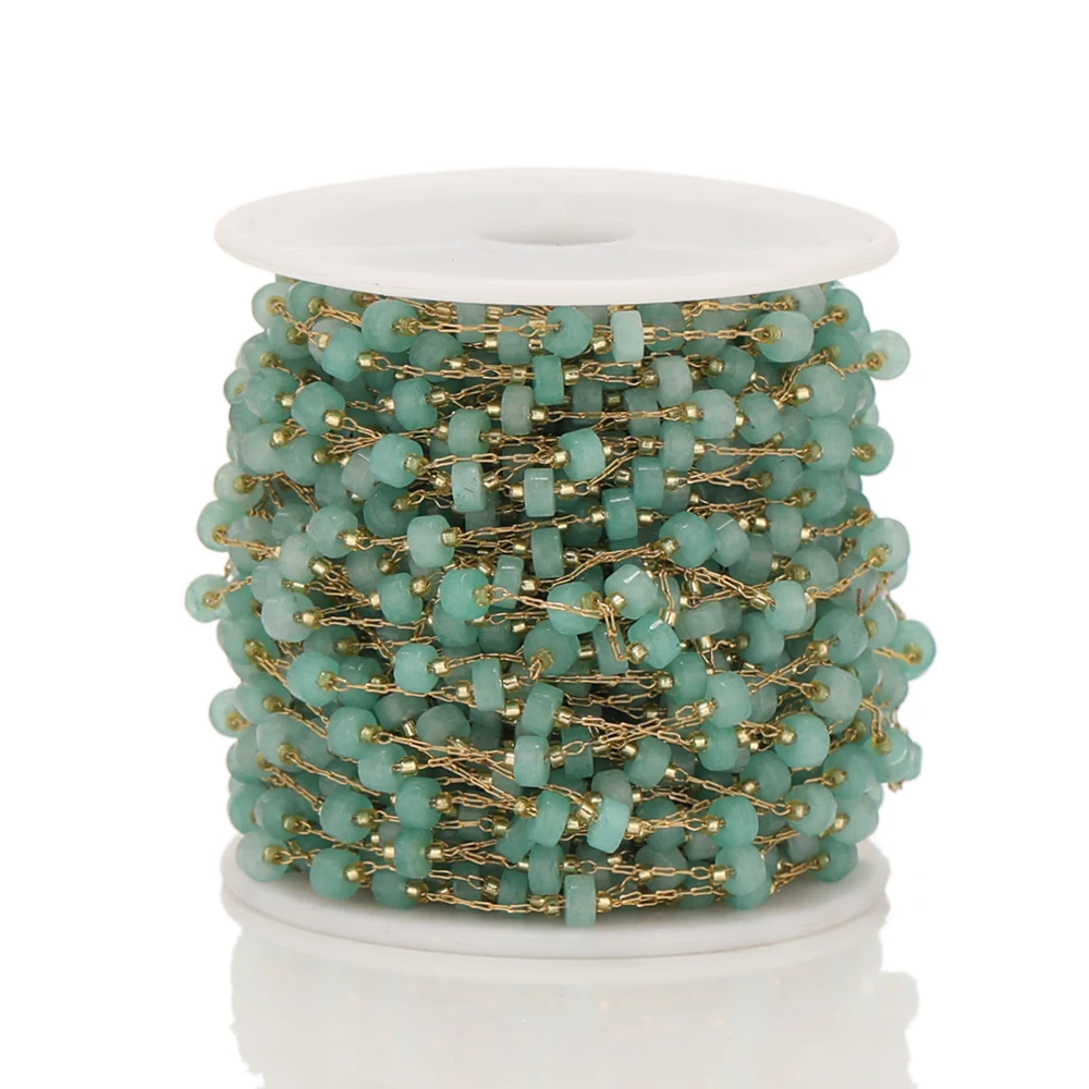1 Meter Zylinder aus Naturstein mit Edelstahlketten für DIY-Schmuckherstellung, Halskettenzubehör, Armbandkomponenten und Zubehör – Detail 9