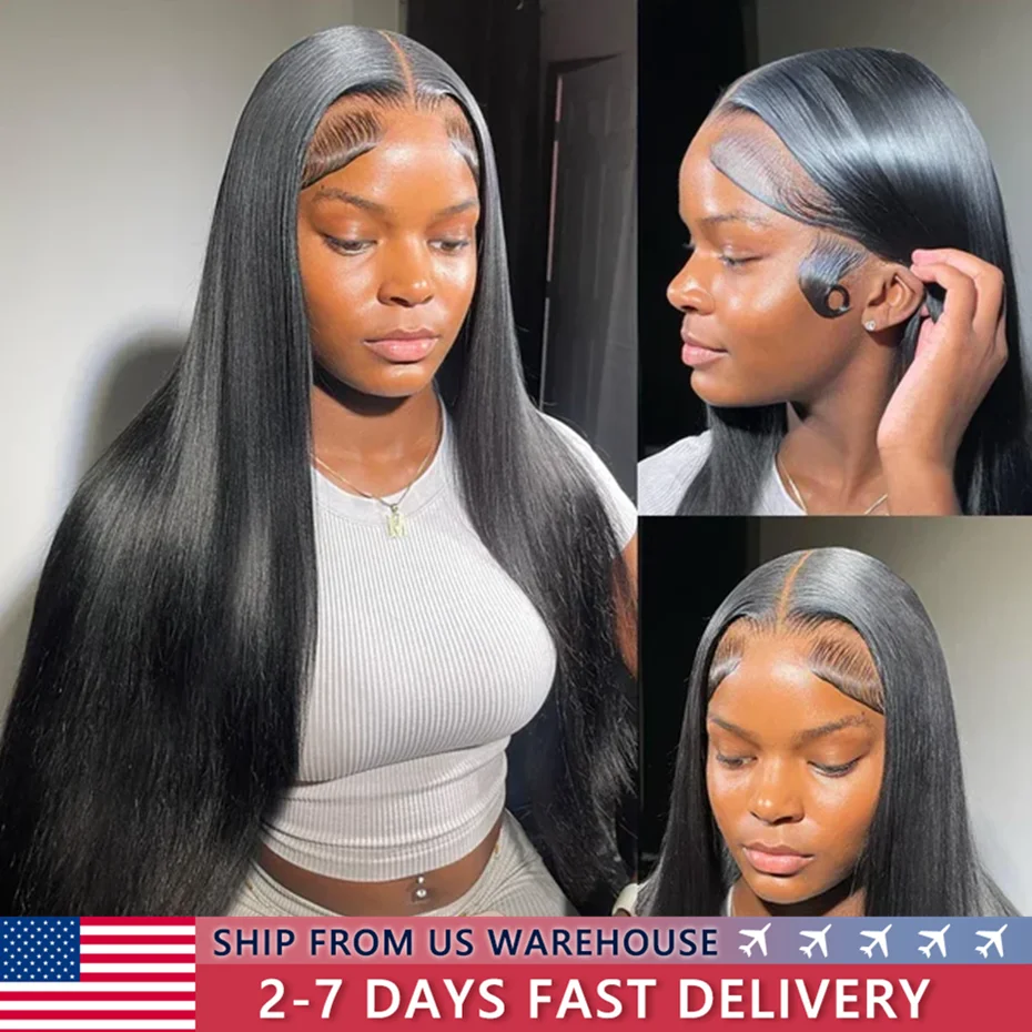 HD Transparent 360 Lace Frontal Wig 13x4 Lace Wig Straight 13x6 Lace Frontal Human Hair Wigs For Black Women 30 32 34 Inches