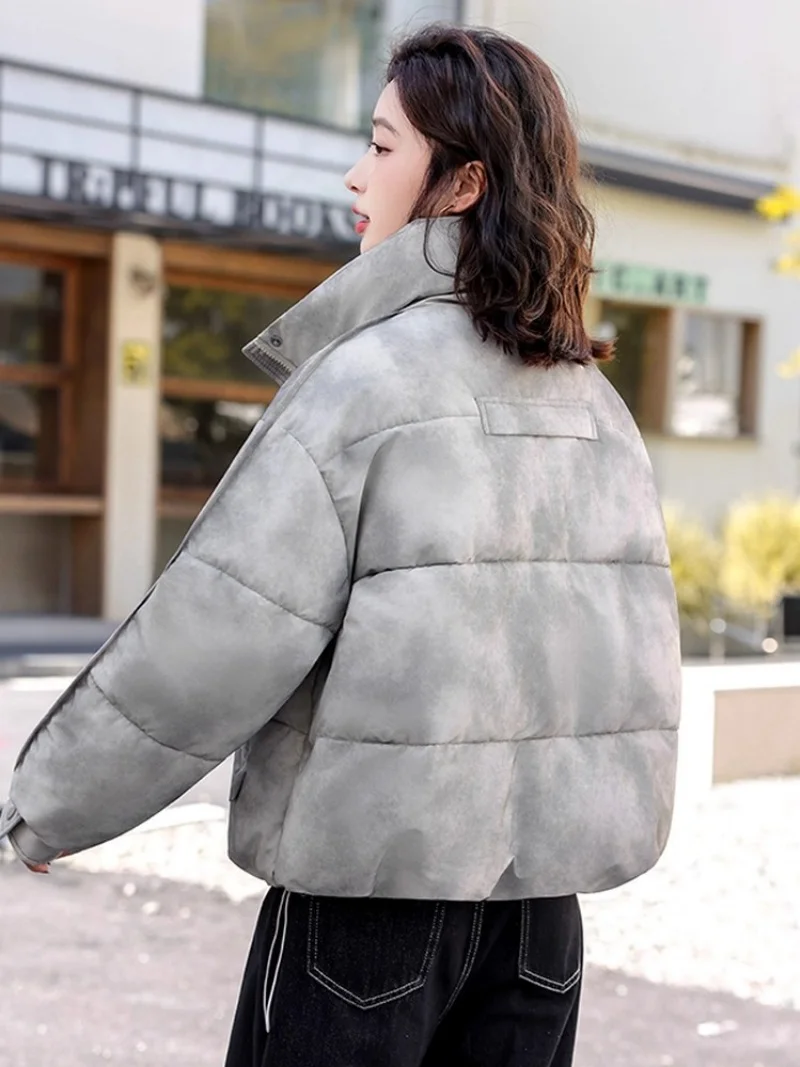 

Женская короткая куртка-пуховик, свободное пальто с воротником-стойкой, зимняя повседневная верхняя одежда в корейском стиле w1374