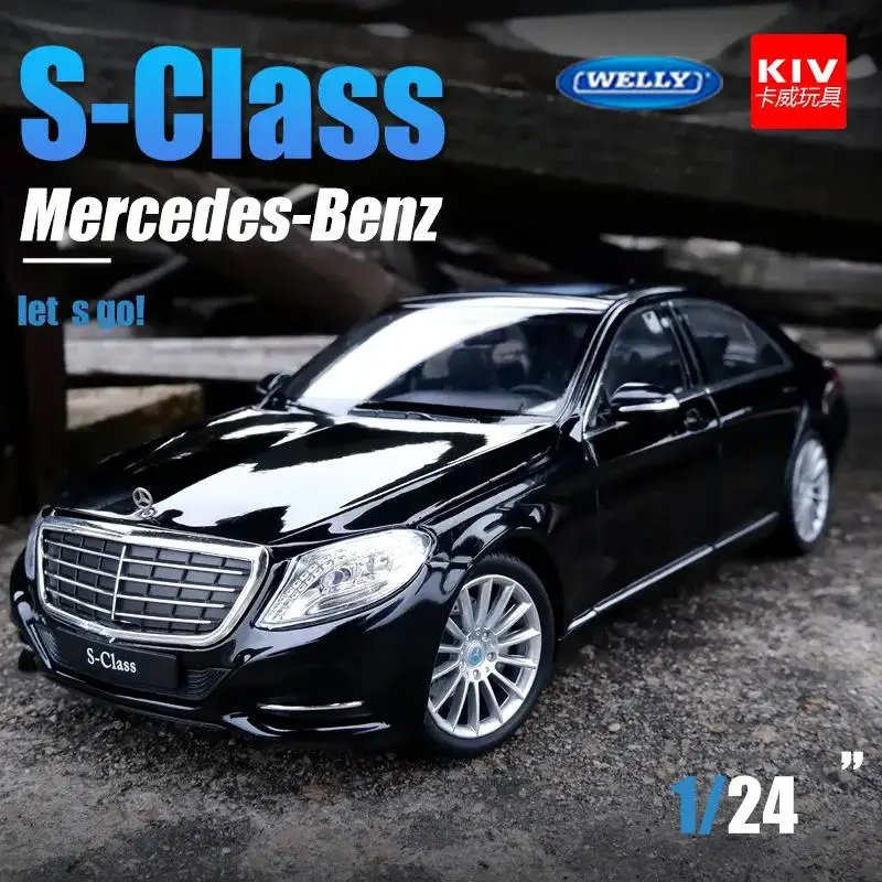 WELLY 1:24 Mercedes Benz S-Class Classical Diecast Car Metal Alloy Model Car Toys for Children Toy Gift Collection B47