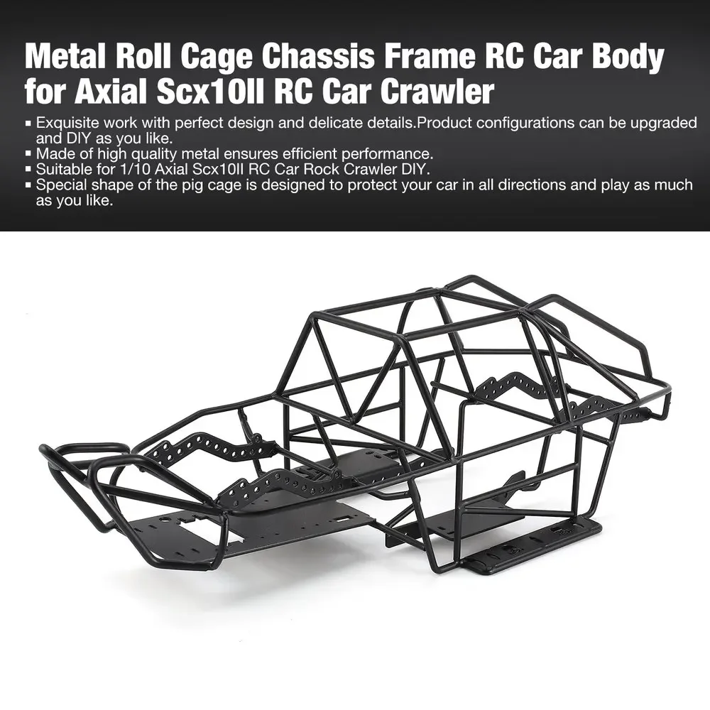 Full Tube Frame Metal Chassis Metal Body Roll Cage for 1/10 RC Crawler Truck Axial SCX10 II 90046 90047