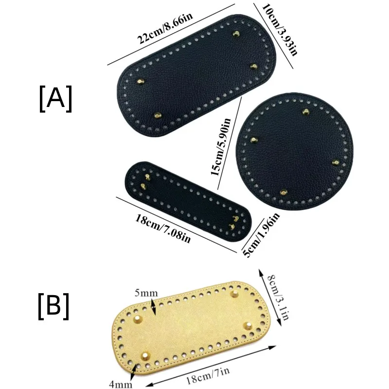 Fondo redondo ovalado de alta calidad para bolso de punto, accesorios de bolso de cuero, fondo hecho a mano con agujeros, Fondo de bolsa de