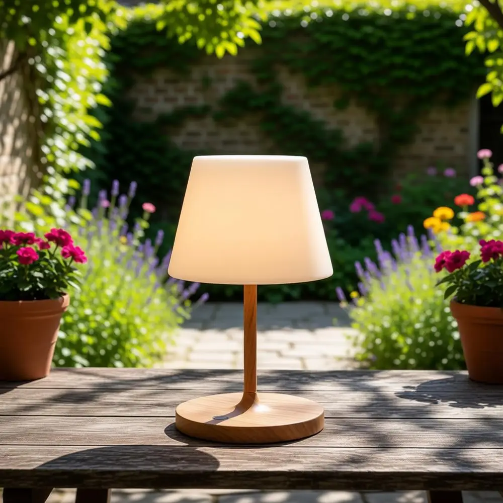 

Waterproof Rechargeable LED Table Lamp, Touch Dimmable, 4000mAh Battery, Ideal for Outdoor, Camping, Home (Wood Grain, 9.6in)