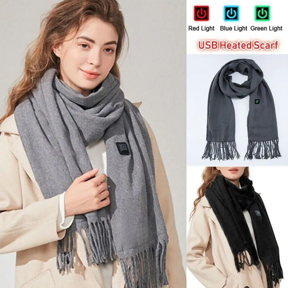 USB Charging Electric Heated Scarf Adjustable Temperature Rechargeable Electric Winter Warmer Creative Unisex Neck Warmer