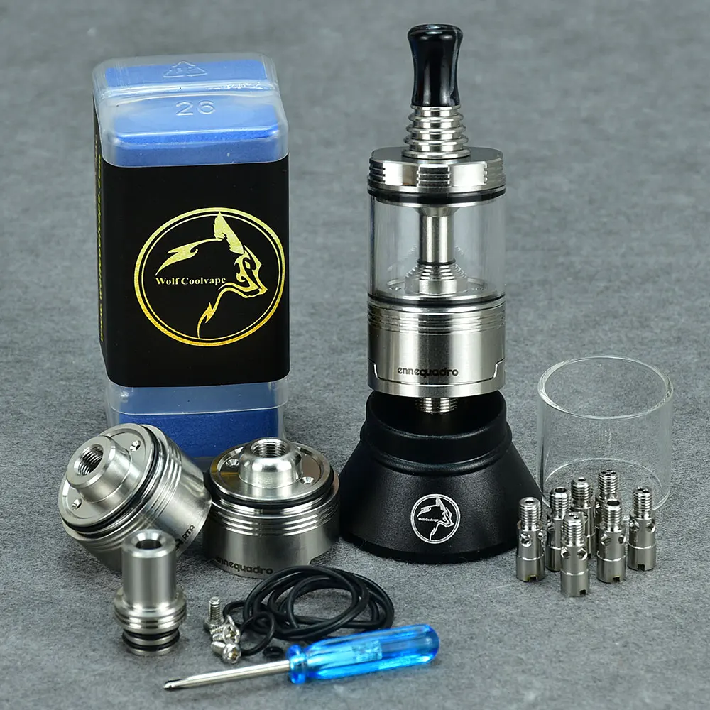 atomizador reconstruivel wolfcoolvape moka rta com pinos de ar chambers 316ss 45ml 22 mm bobina simples tanque vape 01