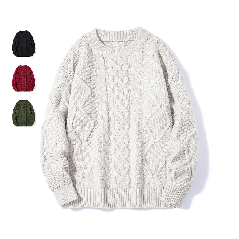 

Мужской вязаный свитер Thiened: модный ретро-стиль, американский дизайн, плотная вязка с узором «косы», теплый, дышащий, с длинными рукавами