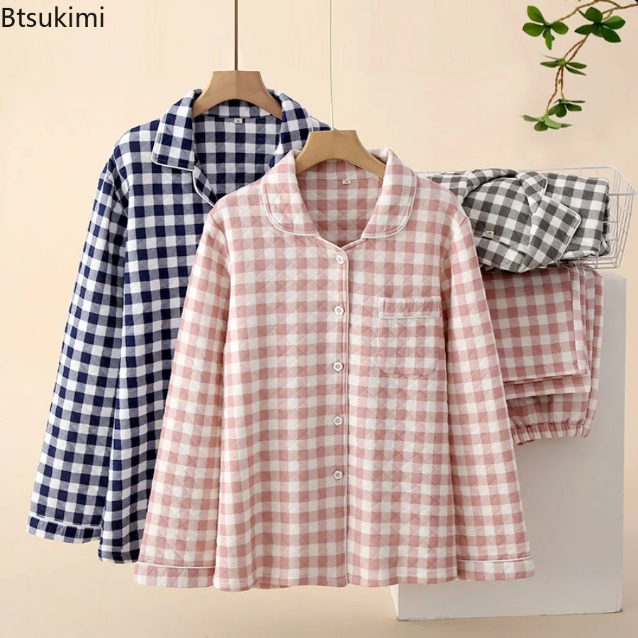 

Парные пижамы из чистого хлопка, мягкая домашняя одежда с начесом, брюки с длинными рукавами, домашний костюм для мужчин и женщин, осенний сезон, удобная одежда для сна