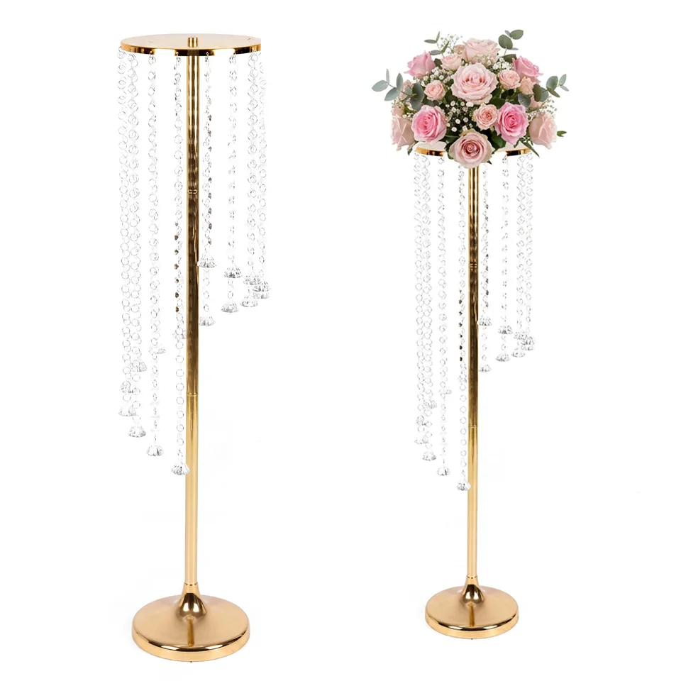 Tall Wedding Flower Stand Crystal Centerpiece Vases Set