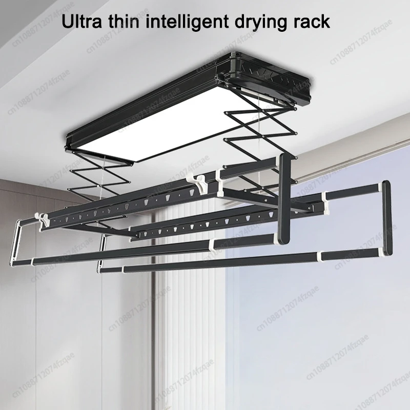 Home Balcony Electric Lifting Lighting Intelligent Clothes Drying Rack Foldable And Retractable Aluminum Clothes Drying Rack