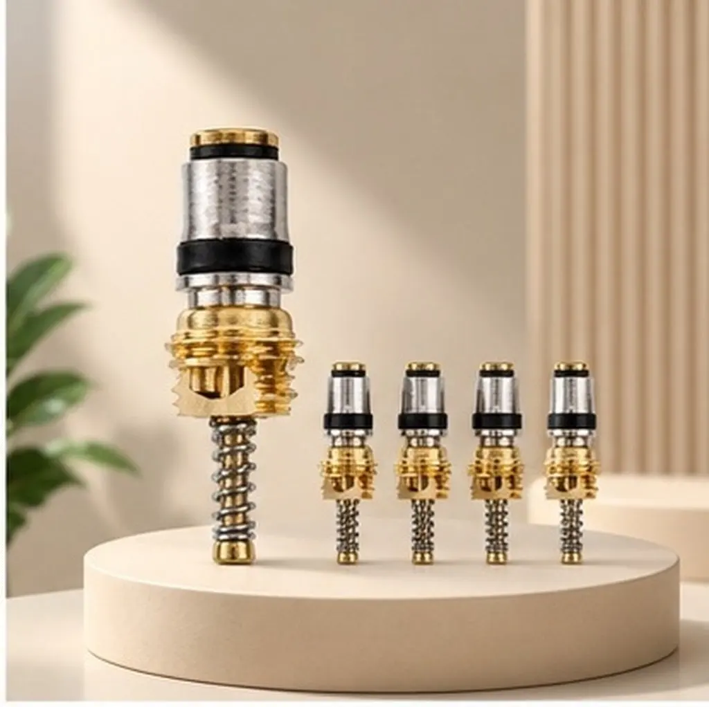 5Pcs Copper Automotive Air Conditioning Valve Core Kit High Pressure Resistance R134a Ac Valve Stem Core Replacement Vehicle Ac
