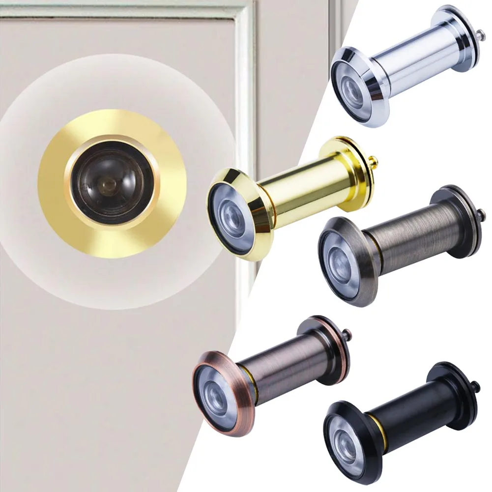 1x Door Peephole Door Viewer Furniture Hardware 200 Degree Adjustable Glass Lens Eye Sight Hole With Privacy Covers