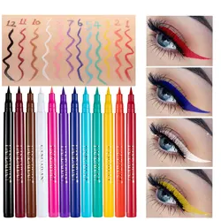 Waterproof Rainbow Matte Colorful Liquid Eye Liner Pencil White Pink Color Eyeliner Pen Makeup Make Up Long-Lasting Cosmetics