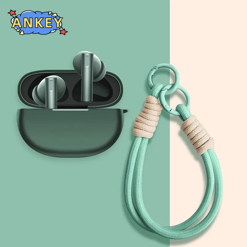 حافظة لهاتف Realme Buds Air 5 Pro 6 Pro مصنوعة من السيليكون الناعم ومحمولة ومقاومة للصدمات مع حبل حلقة تسلق