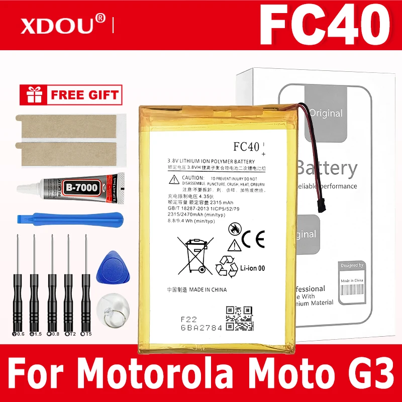 100% nueva batería FC40 de 2470mAh para Motorola Moto G 3rd G3 XT1540 XT1541 XT1543 XT1544 XT1548 XT1550 XT1557 + herramientas