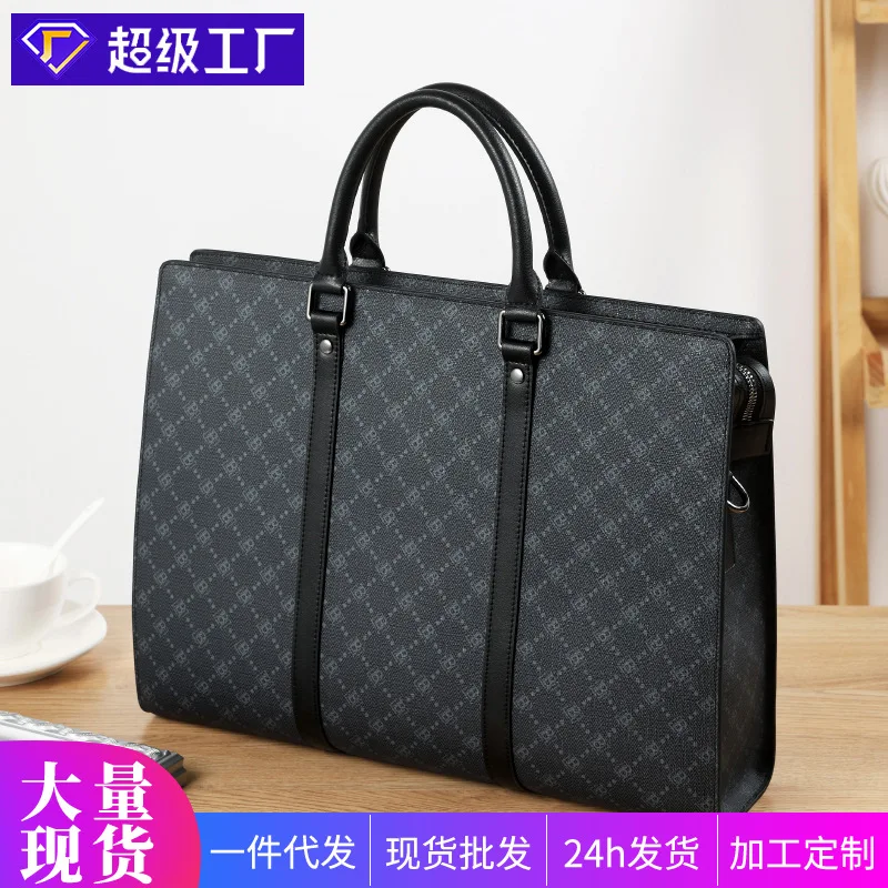Simple Fashion Briefcase Large Capacity Handbag Business Men's Single Shoulder Crossbody Luxury Man Bag Leathers Brief Case