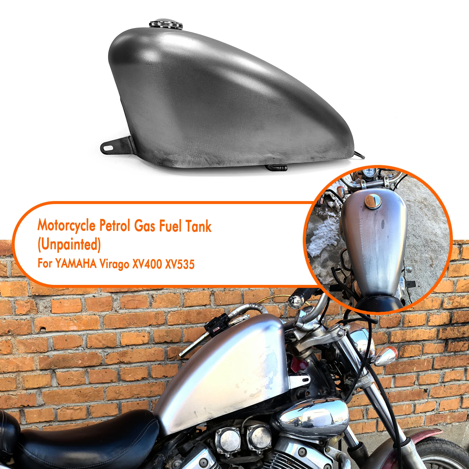 12 L Motorbike Petrol Gas Fuel Tank Oil Can For YAMAHA Virago XV400 XV535