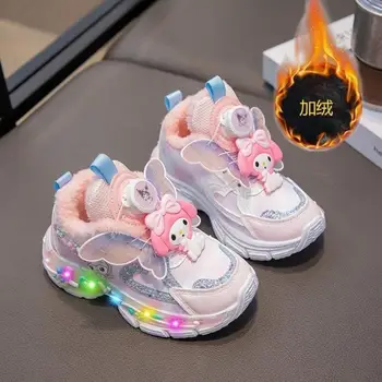 Sanrios الفتيات أحذية رياضية بلدي ميلودي الشتاء نمط جديد الأحذية القطنية الكرتون موضة أحذية رياضية كاجوال Kawaii لطيف الاطفال الأحذية القطنية