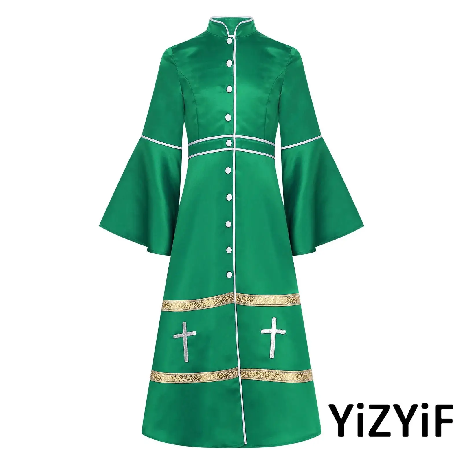 

Unisex Kids Girls Boys Priest Cosplay Outfit Church Cross Vintage Cassock Pulpit Vestments Halloween Pastor Role Play Robe Wear