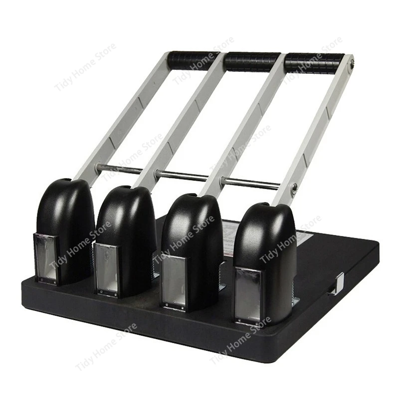 

Дырокол с 4 отверстиями, емкостью 150 листов, фиксированное расстояние между отверстиями 80 мм, сверхмощный утолщенный дырокол