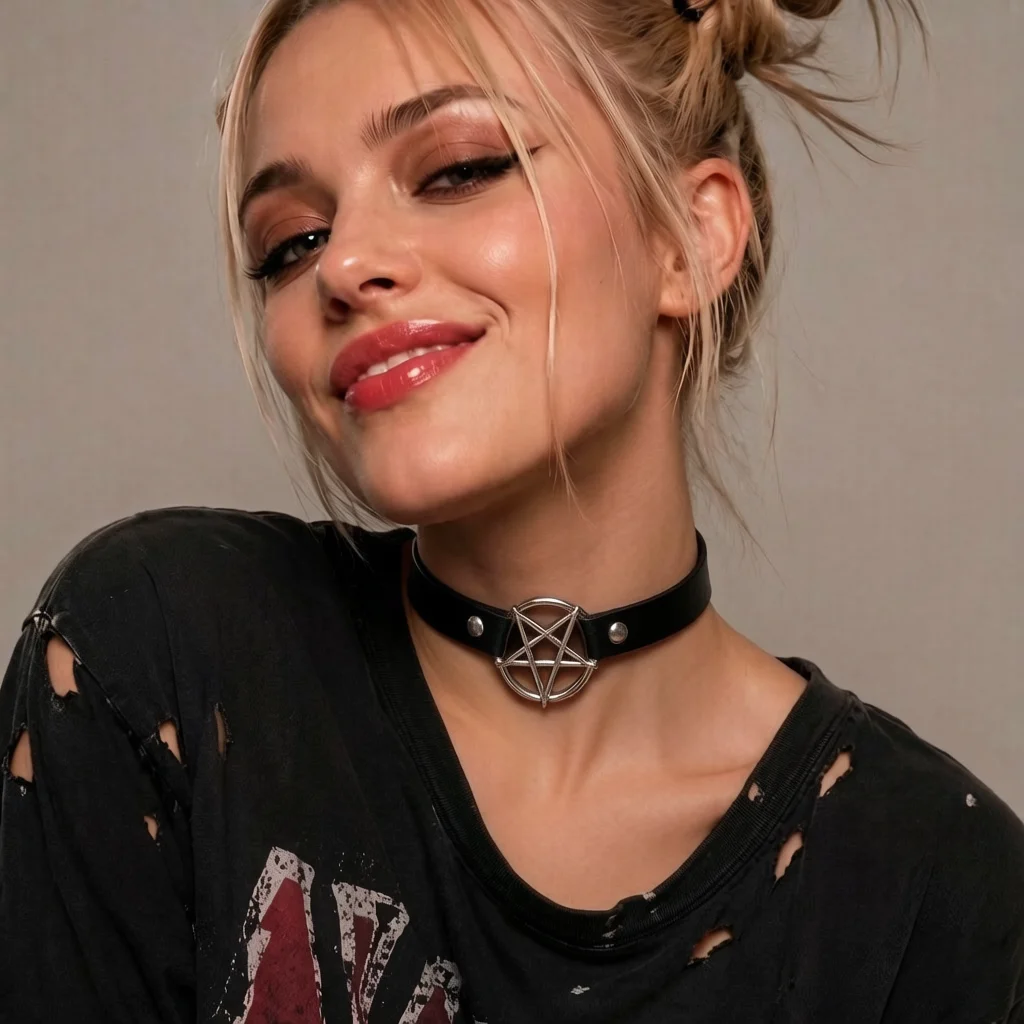 Street Style Gothic Punk Pu Leather Choker With O-Ring Adjustable Collar Necklace For Women, Perfect For Halloween image 4