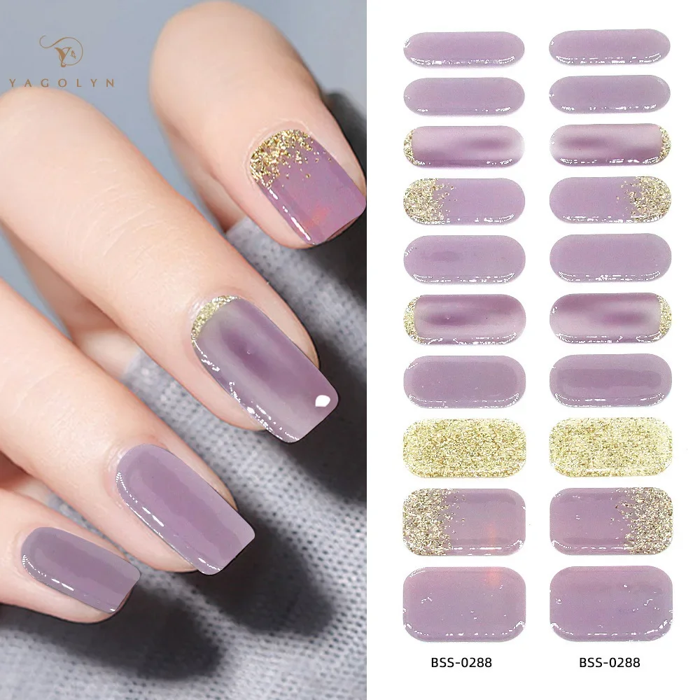 Nail Care Sticker, 20 Finger Gel, Gilding, impermeável, UV, Semi cura, unha polonês, Cor Pura Necessidades, Baking Lamp