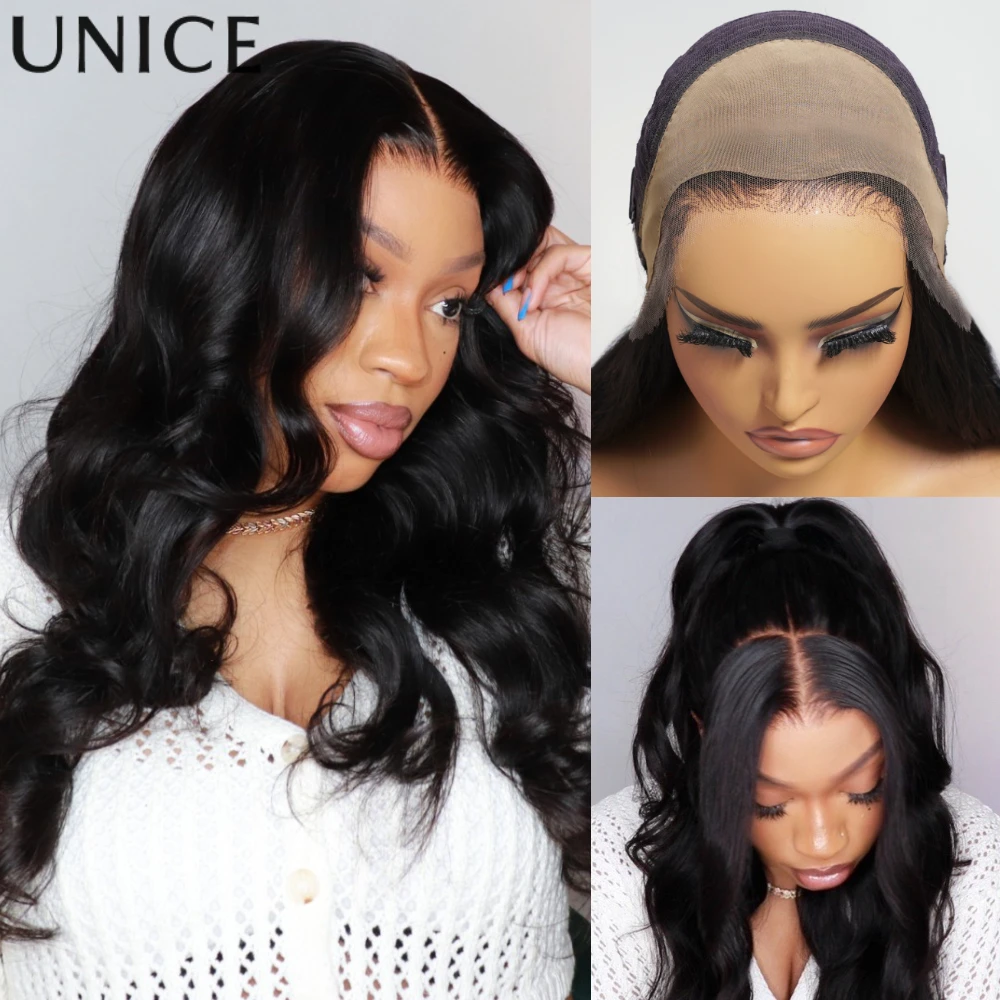 

UNICE Hair Real Scalp 13x4 HD Lace Frontal Wig With Drawstring Pre Cut Pre Bleached Glueless Wig Human Hair ReadyTo Wear